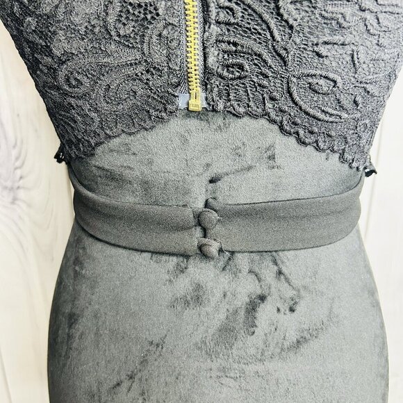 WINDSOR Black 2-Piece Prom Party Evening Gown Sz 3/4 Juniors Lace Back Zip - Picture 8 of 14